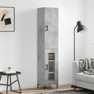 kõrge kapp, betoonhall, 34,5x34x180 cm, tehispuit