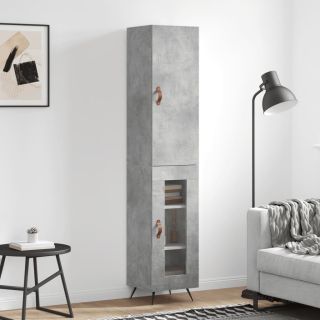 kõrge kapp, betoonhall, 34,5x34x180 cm, tehispuit