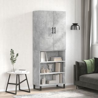 kõrge kapp, betoonhall, 69,5 x 34 x 180 cm,tehispuit