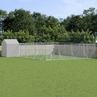 katusega koeraaedik, hõbedane, 10x10x2,5 m, tsingitud teras