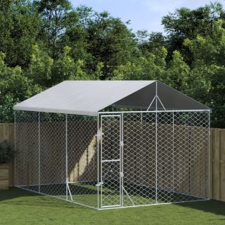 katusega koeraaedik, hõbedane, 3x4,5x2,5 m, tsingitud teras
