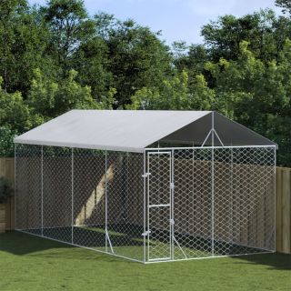 katusega koeraaedik, hõbedane, 3x6x2,5 m, tsingitud teras
