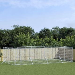 õue koeraaedik, hõbedane, 8x4x2 m, tsingitud teras