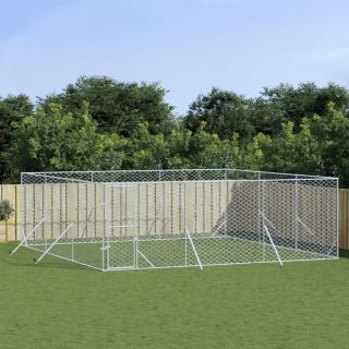 õue koeraaedik, hõbedane, 6x6x2 m, tsingitud teras