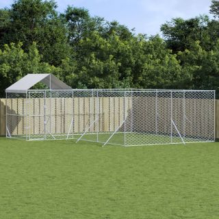 katusega koeraaedik, hõbedane, 6x6x2,5 m, tsingitud teras