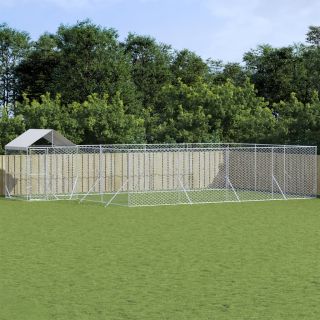 katusega koeraaedik, hõbedane, 10x6x2,5 m, tsingitud teras