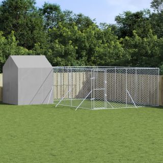 katusega koeraaedik, hõbedane, 6x6x2,5 m, tsingitud teras