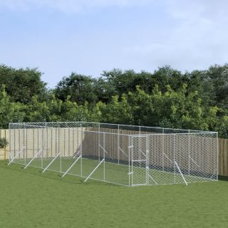 õue koeraaedik, hõbedane, 4x12x2 m, tsingitud teras