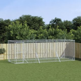 õue koeraaedik, hõbedane, 6x2x2 m, tsingitud teras
