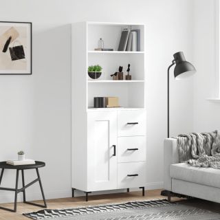 высокий шкаф, белый, 69,5 x 34 x 180 см, искусственное дерево