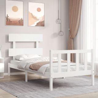 voodiraam ilma madratsita, valge, 90 x 200 cm, männipuit