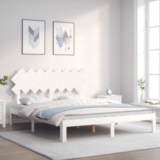 voodiraam ilma madratsita, valge, 160 x 200 cm, männipuit