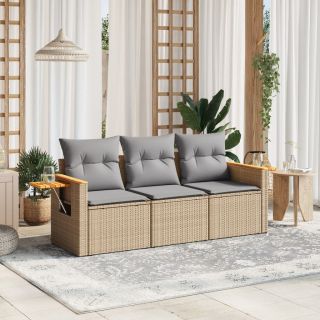 3-osaline aiadiivani komplekt patjadega, beež, polürotang