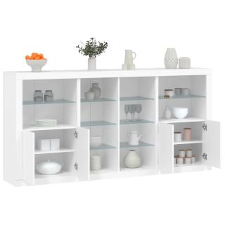 puhvetkapp LED-tulega, valge, 202 x 37 x 100 cm