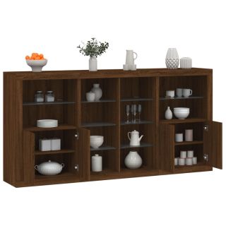 puhvetkapp LED-tuledega, pruun tamm, 202 x 37 x 100 cm