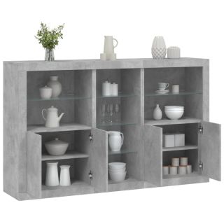 puhvetkapp LED-tulega, betoonhall, 162 x 37 x 100 cm