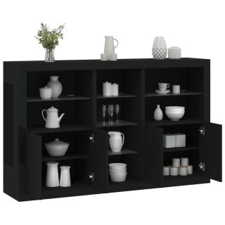 puhvetkapp LED-tulega, must, 162 x 37 x 100 cm