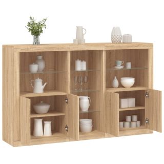 puhvetkapp LED-tuledega, Sonoma tamm, 162 x 37 x 100 cm