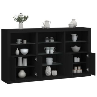Комод со светодиодной подсветкой, черный, 181,5 x 37 x 100 см