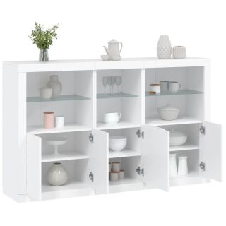 puhvetkapp LED-tulega, valge, 162 x 37 x 100 cm