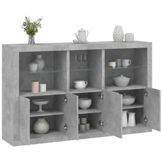 puhvetkapp LED-tulega, betoonhall, 162 x 37 x 100 cm