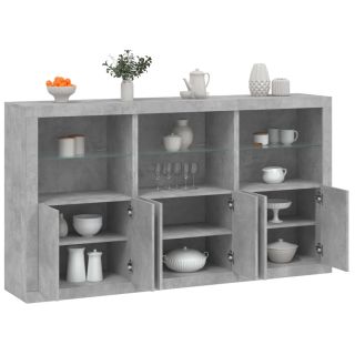 puhvetkapp LED-tulega, betoonhall, 181,5 x 37 x 100 cm
