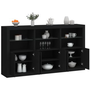 Комод со светодиодной подсветкой, черный, 181,5 x 37 x 100 см