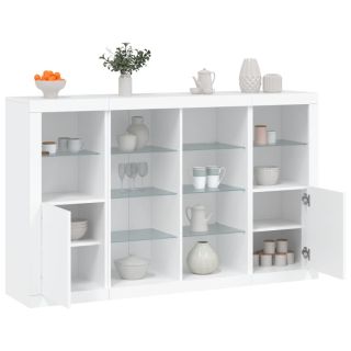 puhvetkapid LED-tuledega 3 tk, valge, tehispuit