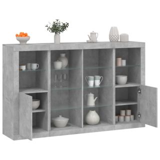 puhvetkapid LED-tuledega 3 tk, betoonhall, tehispuit