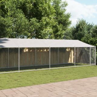 koeraaedik, katuse ja uksega, hall, 10x2x2 m, tsingitud teras