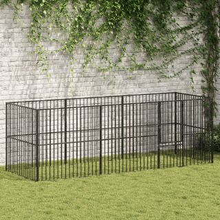 koera mänguaedik, 8 paneeliga, must, tsingitud teras