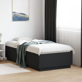 voodiraam LED-tuledega, must, 90 x 190 cm, tehispuit