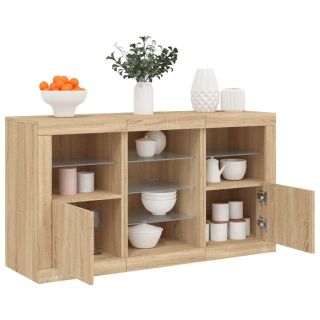 puhvetkapp LED-tuledega, Sonoma tamm, 123 x 37 x 67 cm