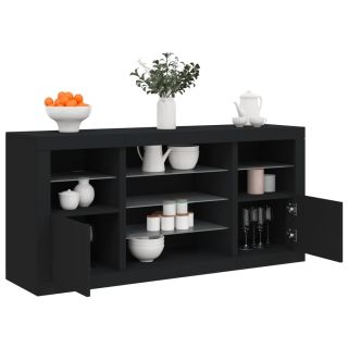 puhvetkapp LED-tulega, must, 142,5 x 37 x 67 cm