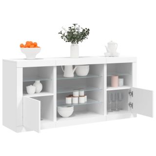 puhvetkapp LED-tulega, valge, 142,5 x 37 x 67 cm