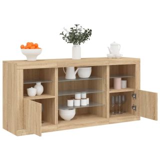 puhvetkapp LED-tuledega, Sonoma tamm, 142,5 x 37 x 67 cm