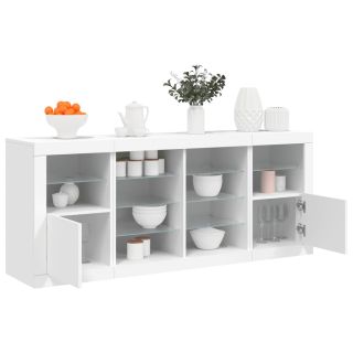 puhvetkapp LED-tulega, valge, 163 x 37 x 67 cm