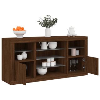 puhvetkapp LED-tuledega, pruun tamm, 142,5 x 37 x 67 cm