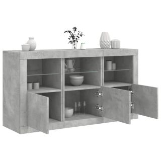 puhvetkapp LED-tulega, betoonhall, 123 x 37 x 67 cm