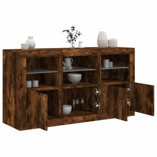 puhvetkapp LED-tuledega, suitsutatud tamm, 123 x 37 x 67 cm