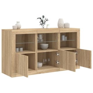puhvetkapp LED-tuledega, Sonoma tamm, 123 x 37 x 67 cm