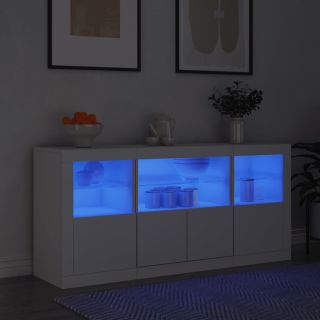 puhvetkapp LED-tulega, valge, 142,5 x 37 x 67 cm