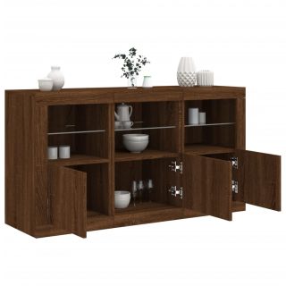 puhvetkapp LED-tuledega, pruun tamm, 123 x 37 x 67 cm