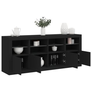 puhvetkapp LED-tulega, must, 163 x 37 x 67 cm