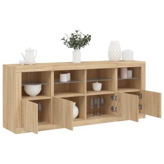 puhvetkapp LED-tuledega, Sonoma tamm, 163 x 37 x 67 cm