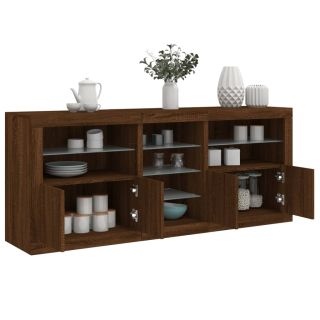 puhvetkapp LED-tuledega, pruun tamm, 181,5 x 37 x 67 cm