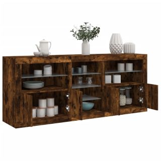 Буфет со светодиодной подсветкой, дымчатый дуб, 181,5 x 37 x 67 см