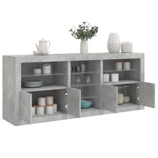puhvetkapp LED-tulega, betoonhall, 181,5 x 37 x 67 cm