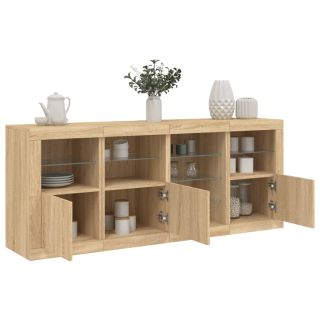 puhvetkapp LED-tuledega, Sonoma tamm, 164 x 37 x 67 cm