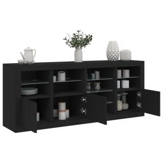 Комод со светодиодной подсветкой, черный, 164 x 37 x 67 см